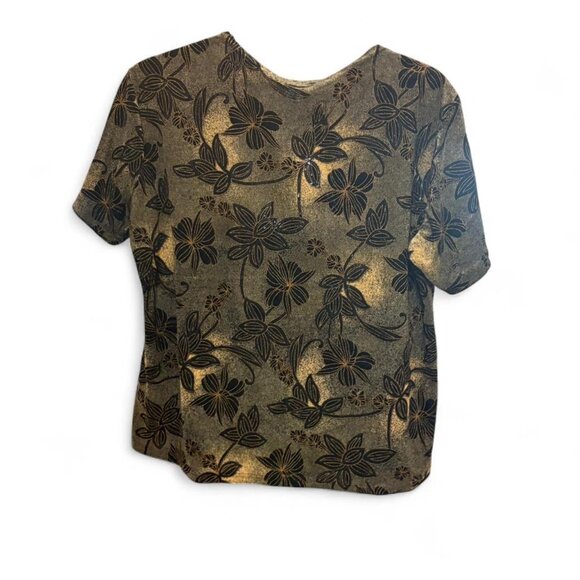 Vintage Notations Metallic Floral Top – Fits M/L - Picture 7 of 7